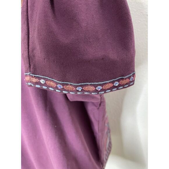 Soft Surroundings Playa Embroidered Jacket Dark Berry Beaded Open Front Blazer - Picture 8 of 10